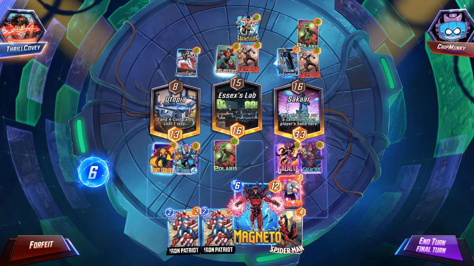 A MARVEL SNAP Draft match in progress