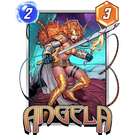 Angela MARVEL SNAP card art with current cost and power