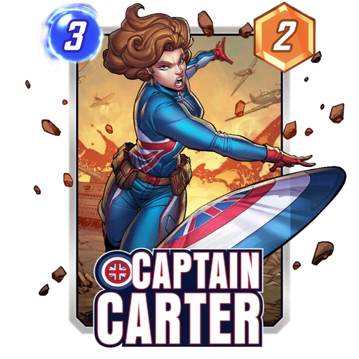 Captain Carter MARVEL SNAP card art with current cost and power