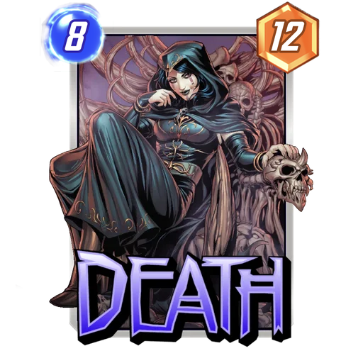 Death MARVEL SNAP card art with current cost and power
