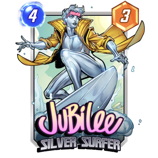 Jubilee Silver Surfer MARVEL SNAP card art with current cost and power