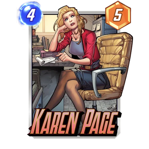 Karen Page MARVEL SNAP card art with current cost and power
