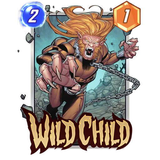 Wild Child MARVEL SNAP card art with current cost and power